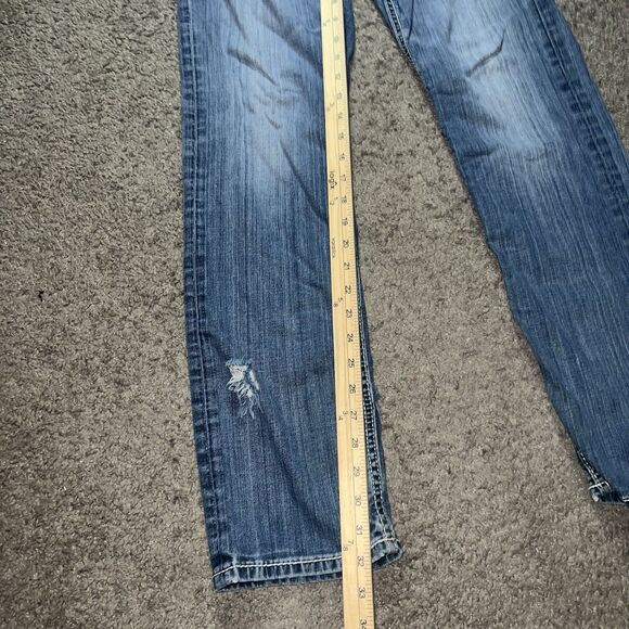 Distressed BKE Buckle Jake Straight Leg Jeans Men's Blue Denim sz 30R Light Wash - Picture 4 of 8